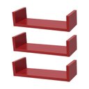 Ver imagem 1 de Kit 3 Prateleiras U 40 X 15cm Vermelha Suporte Invisível