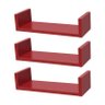 Kit 3 Prateleiras U 40 X 15cm Vermelha Suporte Invisível - 1