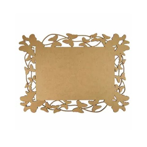 Kit com 3 Molduras em Mdf Retangular Lisa Borboletas Tamanho:40x29cm Cod:kitplm013