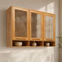Ver imagem 1 de Armário Aéreo Cozinha 120 cm Trebbiano 3 Portas 100% MDF com Vidro Amêndoa - Rio Doce