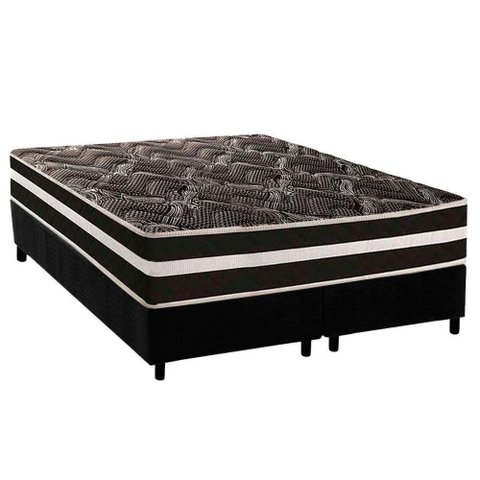 Conjunto Box Queen: Colchão Espuma Paropas D28 - Master Ag80 Black Double Face 25 + Base Crc Suede