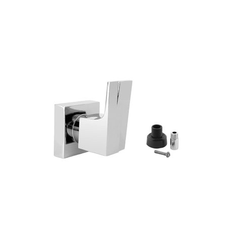 Acabamento para Registro de Chuveiro Alavanca Stick Quadrado Metal Prateado Brilhante Luxo Moderno P