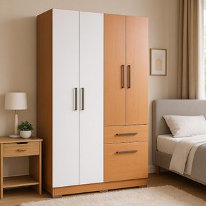 Guarda Roupa Solteiro 5 Portas 1 Gaveta Armário Prateleiras Marrom