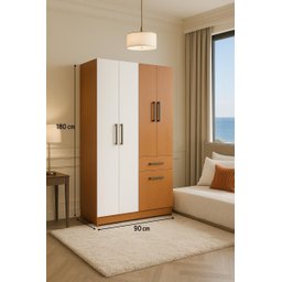 Guarda Roupa Solteiro 5 Portas 1 Gaveta Armário Prateleiras Marrom - 2