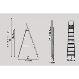 Escada Dobravel 8 Degraus em Aluminio Alumasa - 6