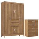 Ver imagem 1 de Kit Guarda Roupa Solteiro 6 Portas Ecom Ii Cômoda Astral - Amêndola Touch