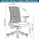 Ver imagem 5 de Cadeira Giratória NR-17 Boston Rivatti Tela Mesh Preta Base Rodizio Nylon