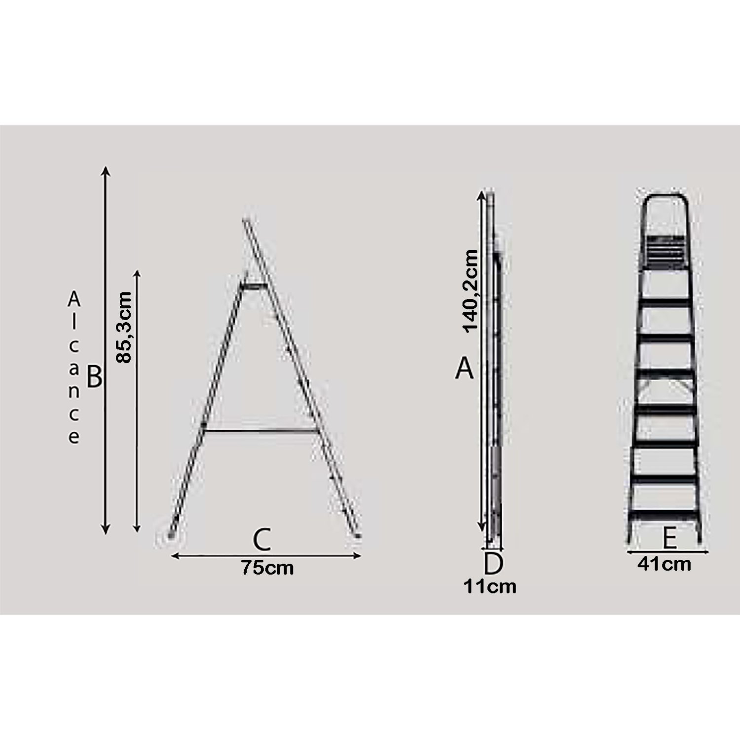 Escada Dobravel 4 Degraus em Aluminio Alumasa - 4