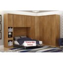 Ver imagem 1 de Quarto Casal Modulado Bari 5 Peças 1 Armário Ponte + 1 Closet + 2 Guarda Roupas + 1 Complemento QCM0