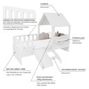 Ver imagem 2 de Cama Casinha com Telhado Kit Escada e Grades Anatômica Branco Megamobilia