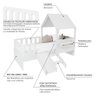 Cama Casinha com Telhado Kit Escada e Grades Anatômica Branco Megamobilia - 2