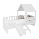 Ver imagem 3 de Cama Casinha com Telhado Kit Escada e Grades Anatômica Branco Megamobilia