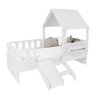 Cama Casinha com Telhado Kit Escada e Grades Anatômica Branco Megamobilia - 3
