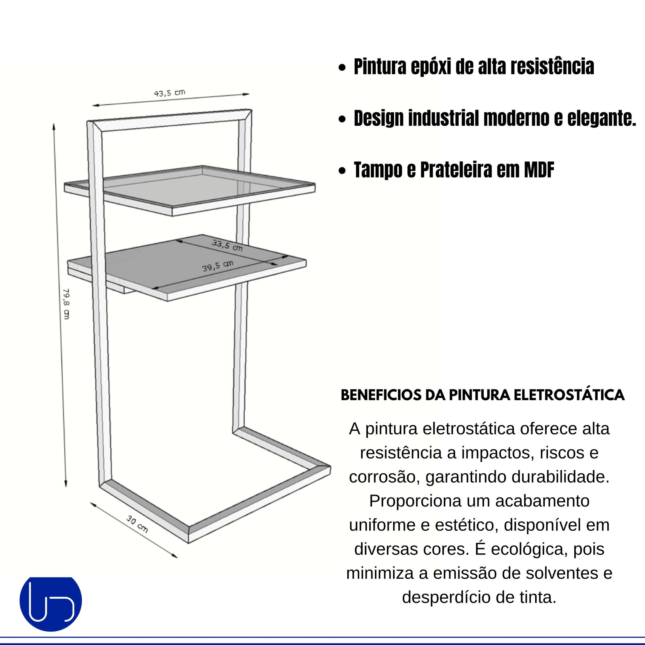 Kit 2 Mesa de Cabeceira Industrial Retro Mesinha Lateral Estilo Chique Prateleiras Vidro e Mdf Organ - 3