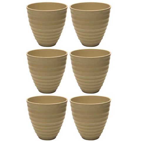 Jogo 6 Vasos para Flores Cachepot Névoa Bege Lyor Plástico