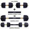 Halteres Anilha Barra Kit Musculação Peso Academia 25kg Yangfit - 5