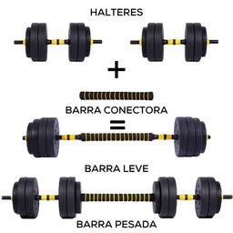 Halteres Anilha Barra Kit Musculação Peso Academia 25kg Yangfit - 2