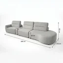 Ver imagem 3 de Sofá Modular 4 Lugares Orgânico com Porta Copos Marcela 388cm em Linho Cinza Yescasa