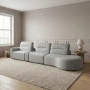 Ver imagem 1 de Sofá Modular 4 Lugares Orgânico com Porta Copos Marcela 388cm em Linho Cinza Yescasa