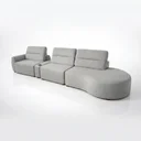Ver imagem 2 de Sofá Modular 4 Lugares Orgânico com Porta Copos Marcela 388cm em Linho Cinza Yescasa
