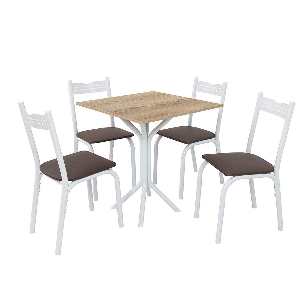 Mesa Pequena para Cozinha 4 Cadeiras Branco Carvalho Ash Shop Jm - 2