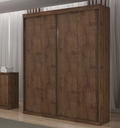 Ver imagem 1 de Guarda Roupa Solteiro 100% MDF 2 Portas de Correr 3 Gavetas 183cm Búzios Castanho - Valverde