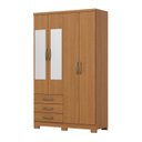 Ver imagem 2 de Guarda-Roupa Casal 04 Portas com Espelho Caju Marrom/Cinamomo