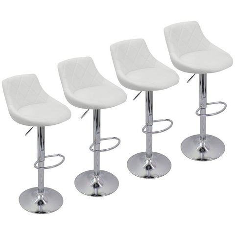 Kit 4 Banquetas Milano Carmel Estofada Giratória C/ Regulagem - Branco