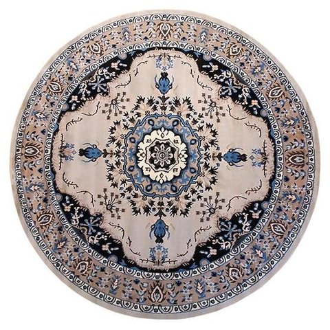 Tapete Classico Oriental 2m Redondo Cinza Tipo Persa