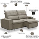 Ver imagem 4 de Sofá Retrátil Reclinável para Sala 3 Lugares 230cm Niels F04 Veludo Marrom Claro - Lyam Decor