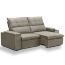 Ver imagem 1 de Sofá Retrátil Reclinável para Sala 3 Lugares 230cm Niels F04 Veludo Marrom Claro - Lyam Decor