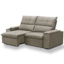 Ver imagem 6 de Sofá Retrátil Reclinável para Sala 3 Lugares 230cm Niels F04 Veludo Marrom Claro - Lyam Decor