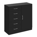 Ver imagem 1 de Cômoda Miami 91cm 5 Gavetas e 1 Porta Preto