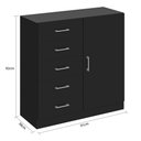 Ver imagem 3 de Cômoda Miami 91cm 5 Gavetas e 1 Porta Preto
