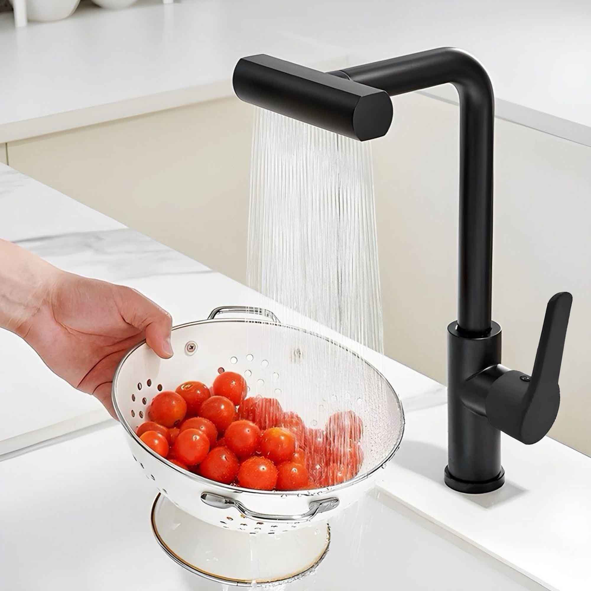 Torneira de Cozinha Gourmet Luxo com Ducha Spray Misturador Monocomando Tripla Função Casa Giratória - 4