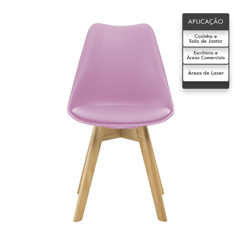Kit 2 Cadeiras Saarinen Wood Com Estofamento Várias Cores - Rosa - 3