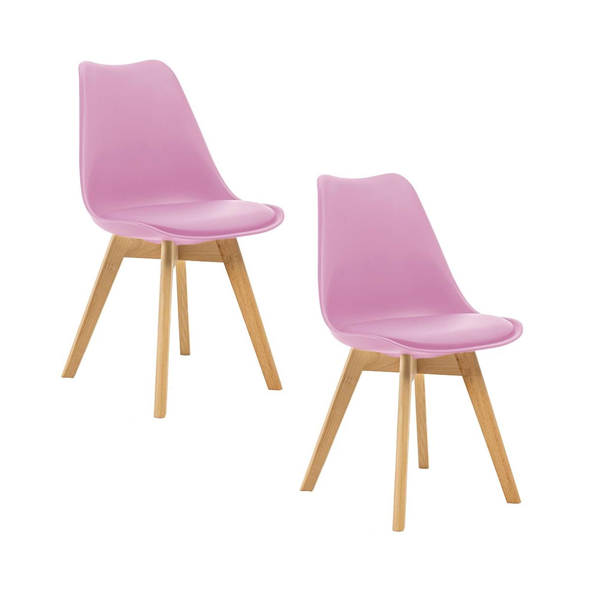 Kit 2 Cadeiras Saarinen Wood Com Estofamento Várias Cores - Rosa - 1