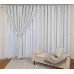 Cortina Vicenza com forro para Varão ambiente Quarto ou Sala pequeno 2,00 x 1,80metros Bene Tu:CINZA - 4