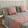 Peseira Drapeada Veludo Luxo 2,40x0,50m Dupla Face cama queen Rose - 1