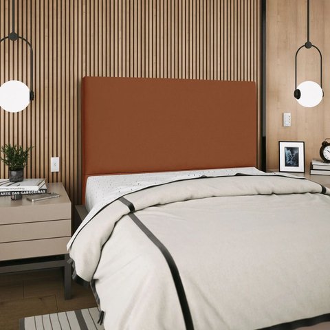 Cabeceira Cama Box Organica Casal 140cm Luna Suede C/frame Terracota
