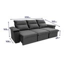 Ver imagem 3 de Sofá Retrátil Reclinável Paris 230cm Suede Velut com Molas Ensacadas - King House