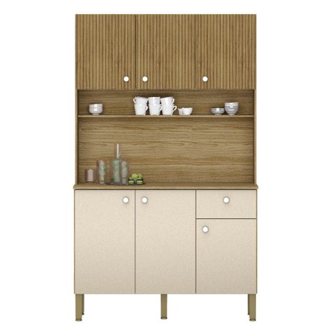 Armário de Cozinha Compacta 111cm Stylo K02 Freijó/vanilla - Mpozenato