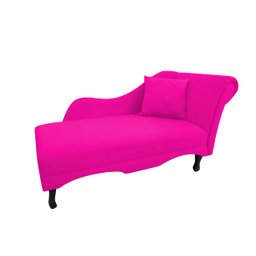Recamier Decorativo Sara Couro Rosa Pink Com Almofada Mz Decor - 1