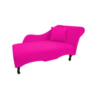 Recamier Decorativo Sara Couro Rosa Pink Com Almofada Mz Decor