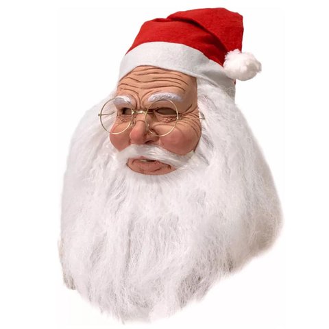 Mascara de Papai Noel Realista Fantasia Natal Natalino Latex Barba Oculos Gorro Festa Fim de Ano com