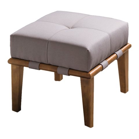 Puff Decorativo 45cm Martínez Linho Pés Madeira Bege/Natural - Gran Belo