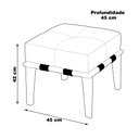 Ver imagem 2 de Puff Decorativo 45cm Martínez Linho Pés Madeira Bege/Natural - Gran Belo