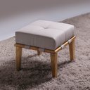 Ver imagem 5 de Puff Decorativo 45cm Martínez Linho Pés Madeira Bege/Natural - Gran Belo