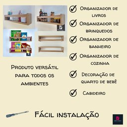Kit Com 3 Prateleiras De Cozinha Porta Tempero Nicho De Parede Mdf Madeira 55cm - 7