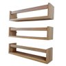 Kit Com 3 Prateleiras De Cozinha Porta Tempero Nicho De Parede Mdf Madeira 55cm - 3